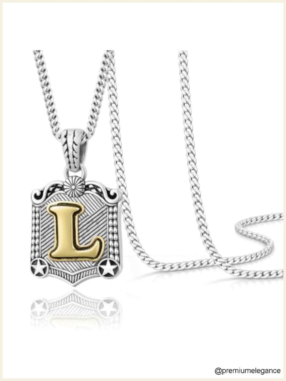 14K Gold Plated Western Letter Pendant Necklace with Silver Plated Chain,